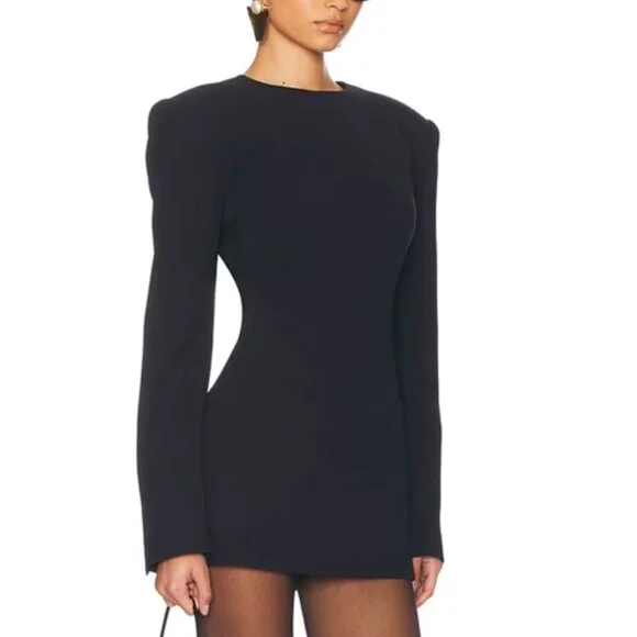BEST Helsa The Heavy Crepe Suit Mini Dress XSmall Black Minimalist Cocktail - Picture 6 of 13